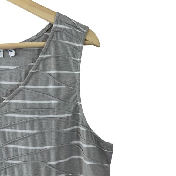 Habitat Large Dress EUC Gray Wave Stripes Sleeveless Knee Length V-Neck Womens - Picture 7 of 11